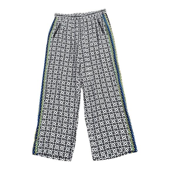 CROWN & IVY Womens Petite Size PM MP Pull On Boho Tribal Print Pants 28" Inseam - Picture 1 of 6